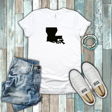 Load image into Gallery viewer, Louisiana Bayou State Home Pride Heart Silhouette 100% Cotton White T-shirt
