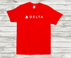 Delta Airline White Logo US Aviation Travel Cotton Light Red T-Shirt