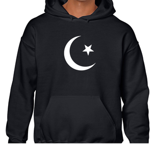 Islamic Moon Star Muslim Symbol Hooded Black Sweatshirt Faith Religion S - 5XL