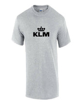 Load image into Gallery viewer, KLM Black Retro Logo Shirt Dutch Royal Airline Aviation Sport Gray T-shirt
