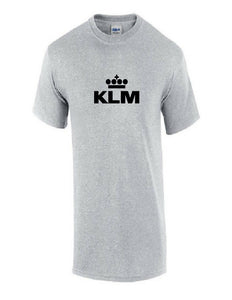 KLM Black Retro Logo Shirt Dutch Royal Airline Aviation Sport Gray T-shirt