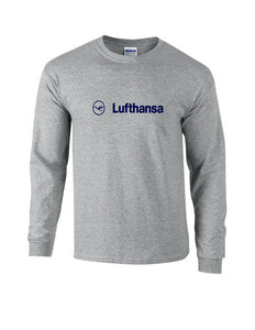 Lufthansa Blue Vintage Logo Shirt German Airline Long Sleeve T-Shirt S-5XL