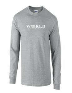 World Airways Vintage US Airline White Logo Sport Gray Long Sleeve T-Shirt