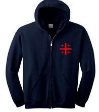 Load image into Gallery viewer, Jerusalem Cross Hoodie Crusades Christian Knights  Full Zip Hooded Sweatshirt
