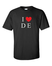 Load image into Gallery viewer, I Heart Love DE Shirt DELAWARE the Diamond State Black White Red T-shirt
