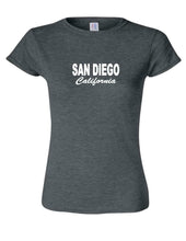 Load image into Gallery viewer, San Diego Southern California Beach Tee Funny Women Gray White Cotton T-shirt
