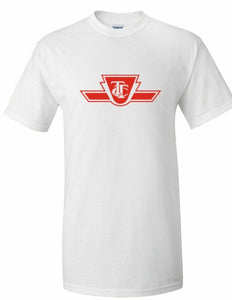 Toronto Subway Retro Logo Tee Railway Canadian Metro Train White Cotton T-shirt