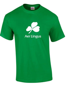 Aer Lingus New Irish Airline Aerlingus White Green Cotton  T-shirt