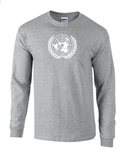 UN United Nations Peace Keeper Sport Gray T-shirt Long Sleeve Shirt White Logo