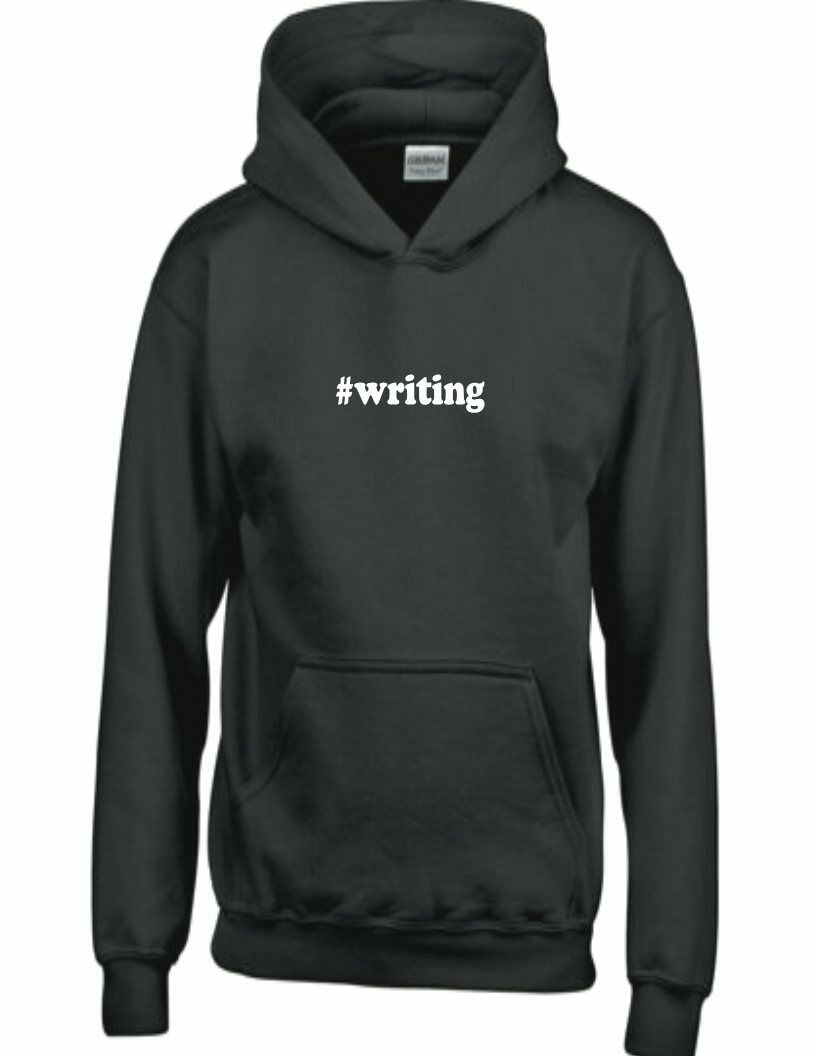 #Writing Hashtag Writing Hoodie Funny Reading Black White Hooded Sweatshirt