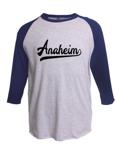 Anaheim Sports Fans Team Tee 3/4 Sleeve Baseball Hockey  Raglan T-Shirt