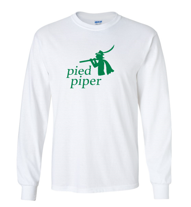 DJ Pied Piper Music Logo Men's White Green T-Shirt Long Sleeve Shirt S - 5XL