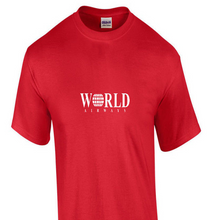 Load image into Gallery viewer, World Airways Vintage US Airline Aviation Geek White Logo RED T-Shirt
