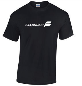 Icelandair Retro Logo Icelandic Airline Shirt Black Cotton T-Shirt S - 5XL