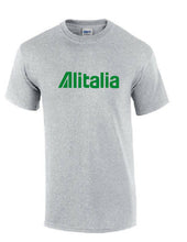 Load image into Gallery viewer, Alitalia Retro Green Logo Italian Airline Geek Sport Gray Sleeve T-Shirt
