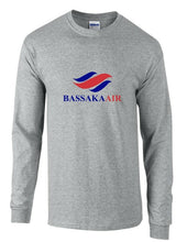 Load image into Gallery viewer, Bassaka Air Red Blue Retro Logo Cambodian Airline Sport Gray Long Sleeve T-shirt
