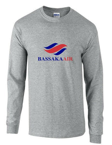 Bassaka Air Red Blue Retro Logo Cambodian Airline Sport Gray Long Sleeve T-shirt