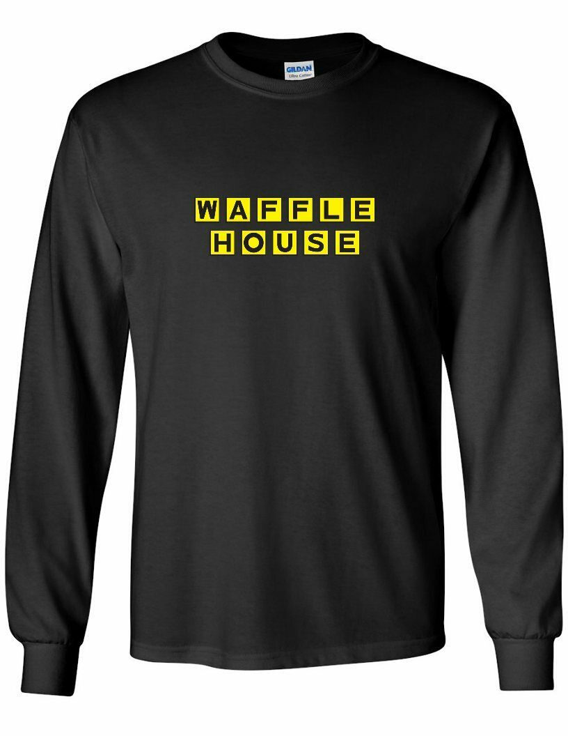 WAFFLE HOUSE Vintage logo FUNNY Cool Food Yellow Black Long Sleeve T-shirt