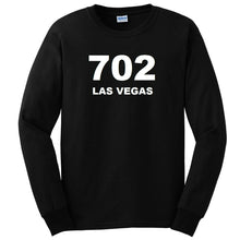 Load image into Gallery viewer, 702 Las Vegas Area Code T-Shirt NV Nevada Sin City Black Long Sleeve Tee Shirt
