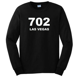 702 Las Vegas Area Code T-Shirt NV Nevada Sin City Black Long Sleeve Tee Shirt