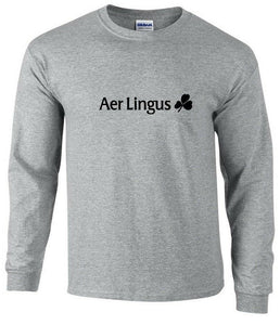 Aer Lingus Black Logo Irish Airline Aerlingus Sport Gray Long Sleeve T-shirt