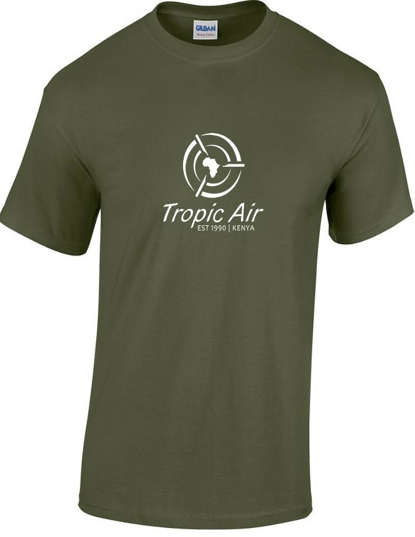 Tropic Air Kenya White Logo Kenyan African Cotton Military Green T-shirt