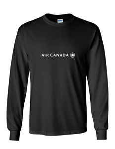 Air Canada White Logo Canadian Airline Aviation Black Long sleeve T-Shirt