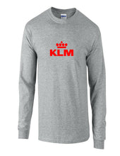 Load image into Gallery viewer, KLM Red Retro Logo Shirt Dutch Royal Airline Sport Gray Long Sleeve T-shirt
