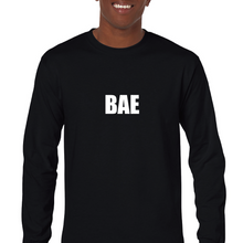 Load image into Gallery viewer, Bae Boyfriend Relationship Funny Black Mens Cotton Long Sleeve T-shirt
