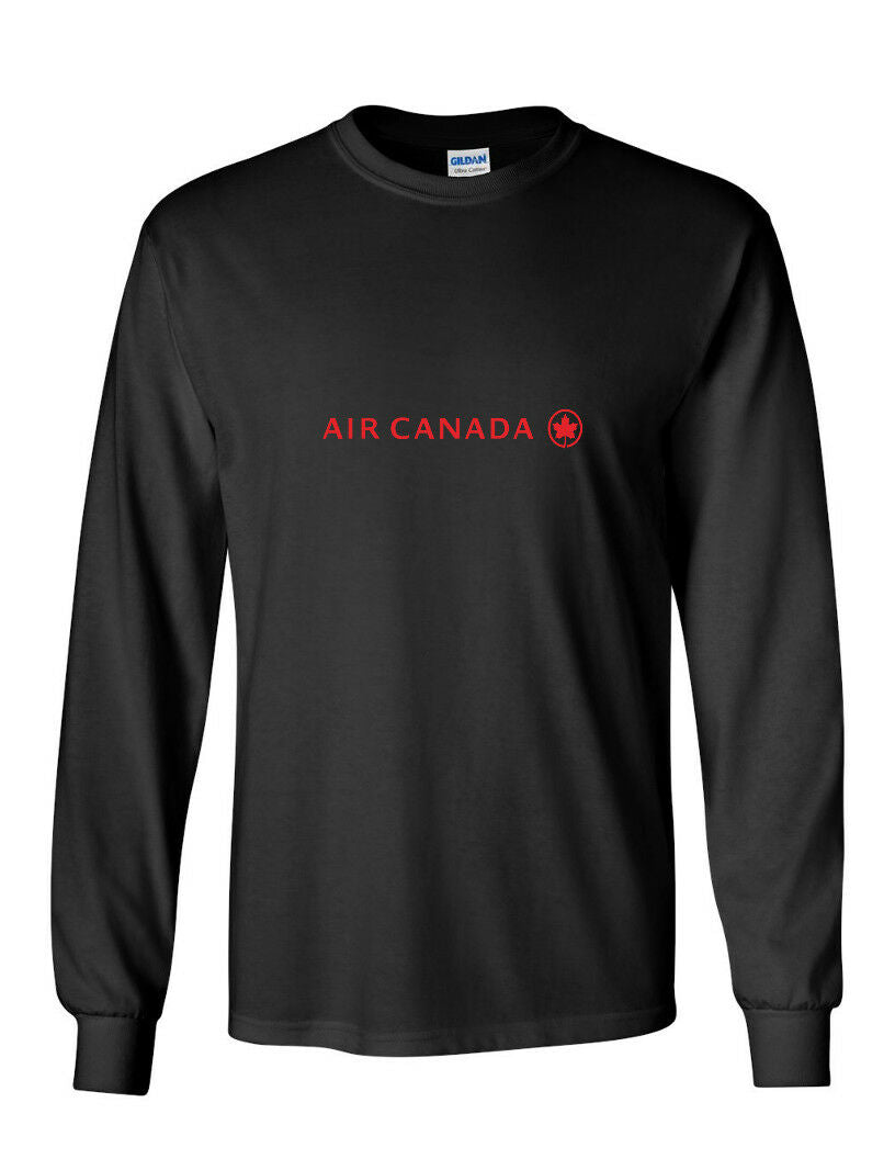 Air Canada Red Logo Canadian Airline Aviation Black Long sleeve T-Shirt