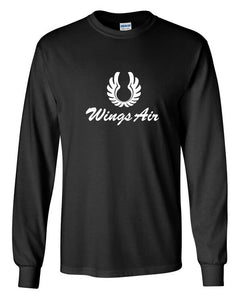 Wings Air White Retro Logo Indonesian Airline Black Long Sleeve T-shirt