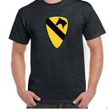 Load image into Gallery viewer, 1st Calvary Division T-Shirt Yellow Green Horse Military Army Black Tee Shirt
