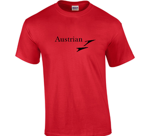 Black Austrian Air Retro Logo Shirt Airline Aviation Red Cotton T-shirt S-5XL