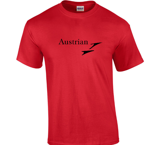 Black Austrian Air Retro Logo Shirt Airline Aviation Red Cotton T-shirt S-5XL