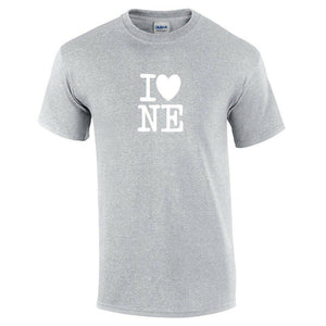 I Heart Love NE Shirt Nebraska The Cornhusker State Gray White Gift T-shirt