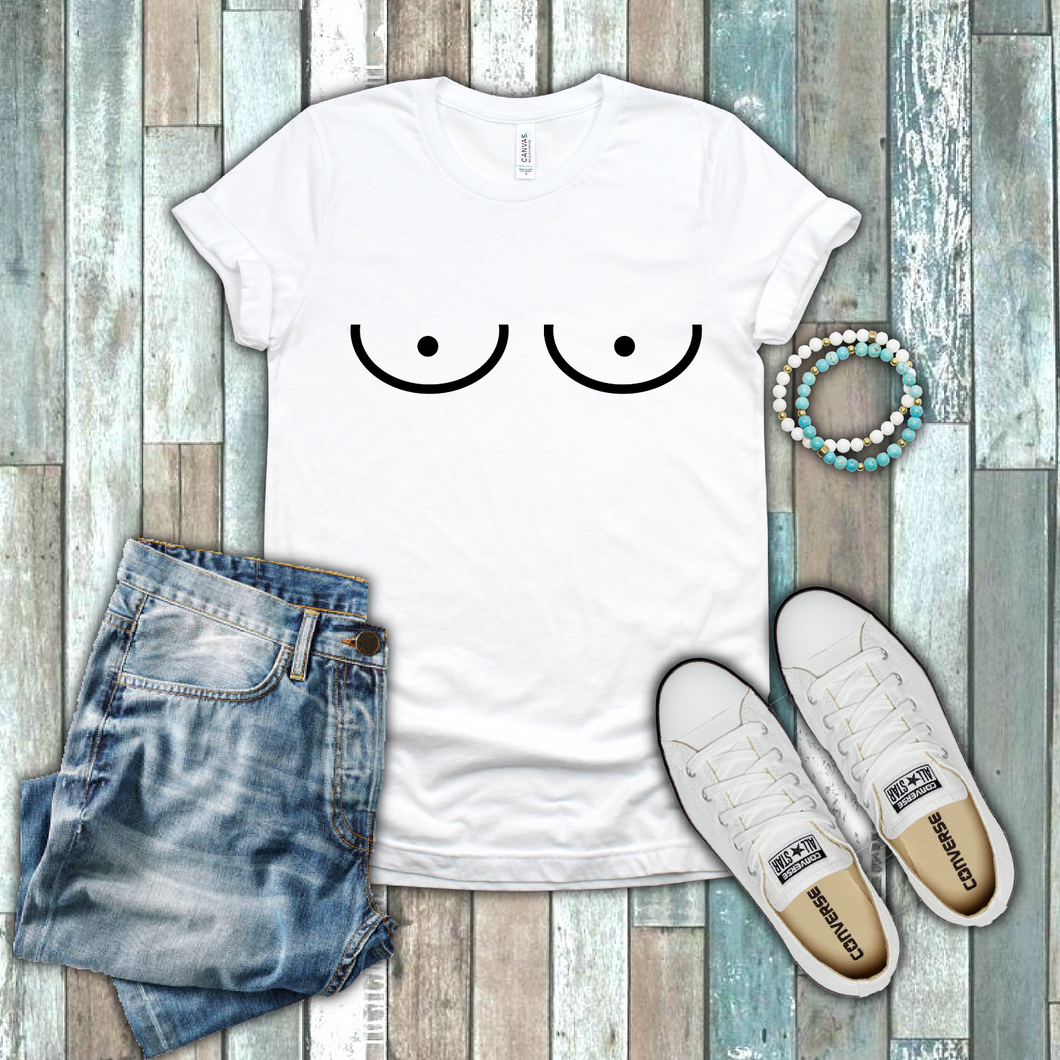 Boob Breasts Feminist Gender Equality Free Nipple Shirt Cotton White T-shirt