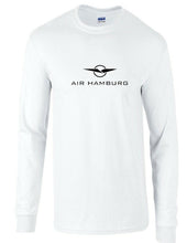 Load image into Gallery viewer, Air Hamburg Retro Black Logo German Airline White Long Sleeve Cotton T-shirt
