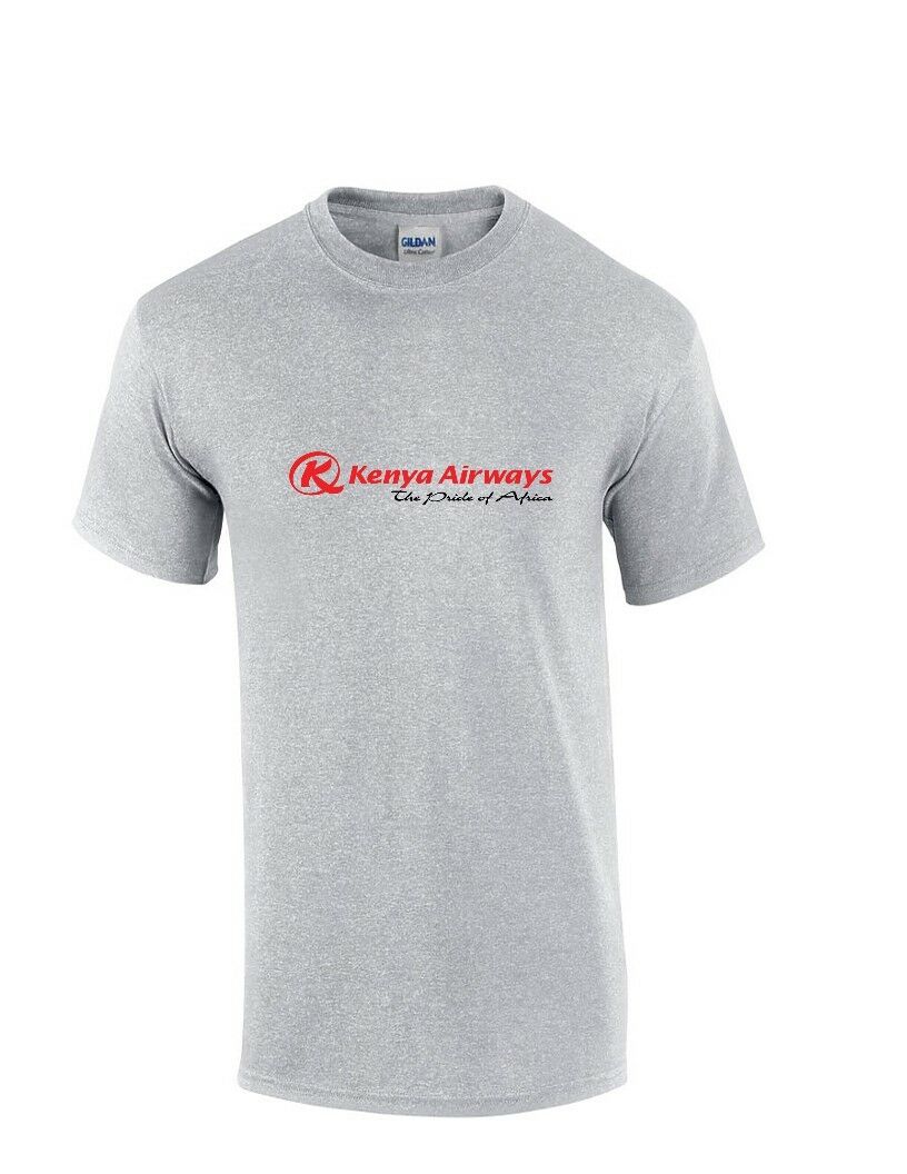 Kenya Airways Red Black Logo African Airline Sport Gray Cotton T-shirt