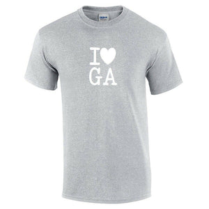 I Heart Love GA Shirt Georgia the Peach State Gray White Gift T-shirt S-5XL