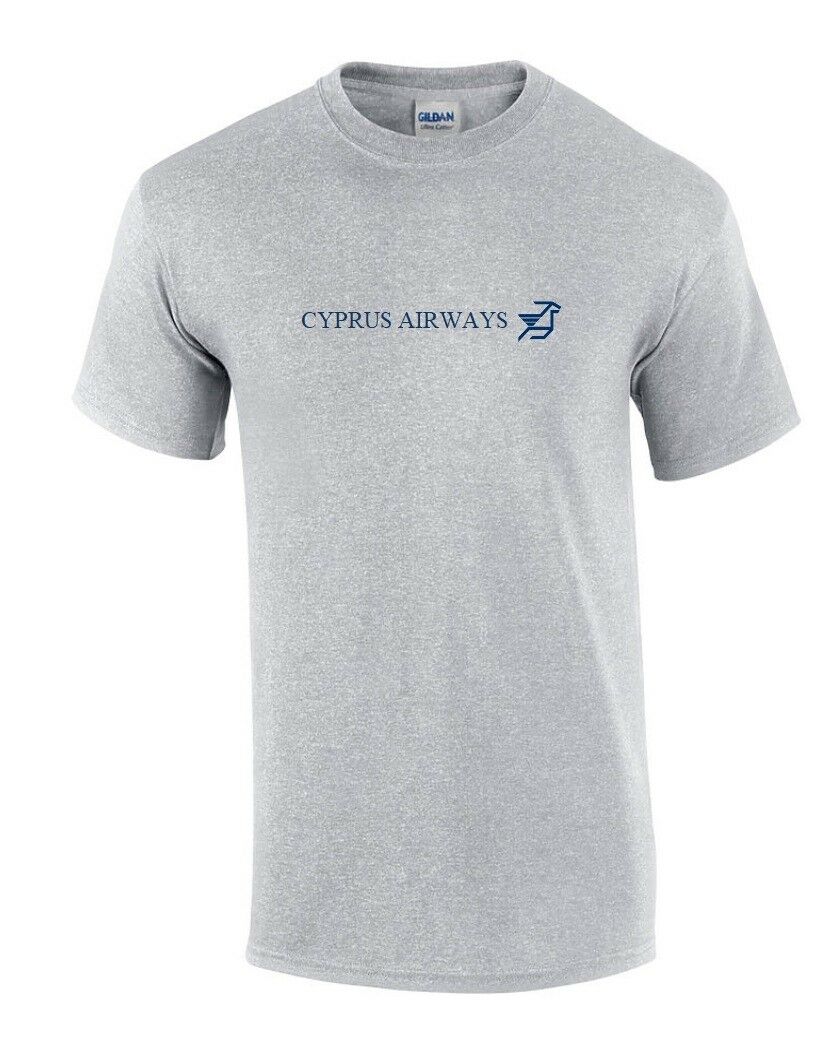 Cyprus Airways Blue Retro Logo Airline Sport Gray Cotton T-shirt