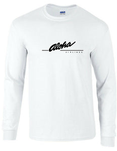 Aloha Airlines Black Retro Logo Shirt Hawaiian Airline White Long Sleeve T-shirt