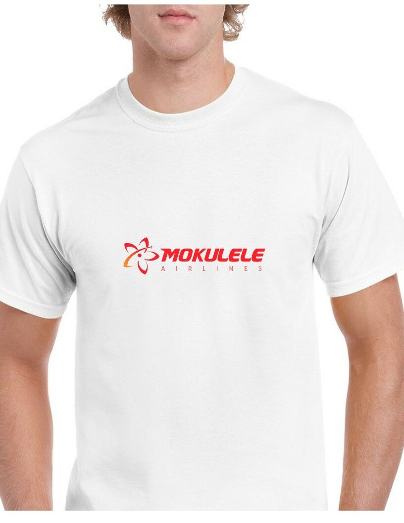 Mokulele Airlines Red Logo US Hawaiian Aviation White Cotton T-shirt