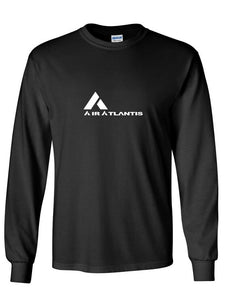 Air Atlantis White Logo Portuguese Airline Long Sleeve Black T-shirt