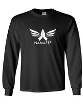 Load image into Gallery viewer, Namaste Yoga Indian Meditation Black Long Sleeve Cotton T-shirt
