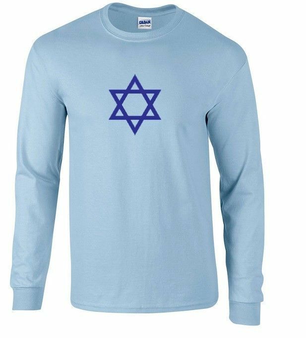 Star of David Blue Yellow White Cotton T-Shirt Magen David Hebrew T-Shirt