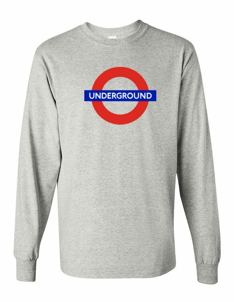 The Underground Logo Tee London Metro Railway Sport Gray Long Sleeve T-Shirt