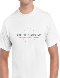 Republic  Airline Blue Red Logo US Aviation Travel Cotton White T-Shirt