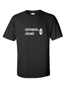 Continental Airlines White Vintage Logo US Aviation Black Cotton T-Shirt