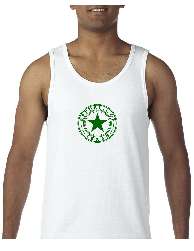 Green Seal Republic of Texas White Sleeveless Tank Top Lone Star State Shirt