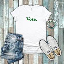 Load image into Gallery viewer, Vote Political Democrat Liberal Register To Vote Gift Green White Cotton T-shirt
